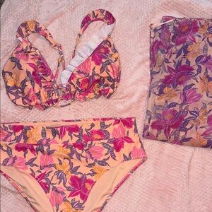 Old Navy Floral Swim Set - Pink and Purple